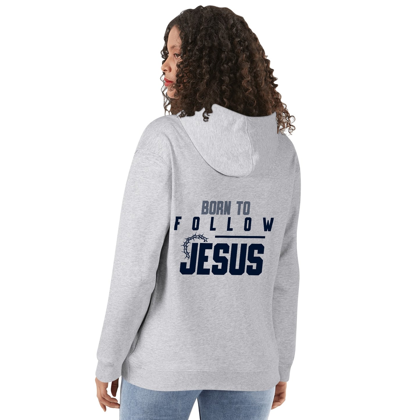 Born To Follow Jesus Unisex Christian Cotton Hooded Pullover Sweatshirt