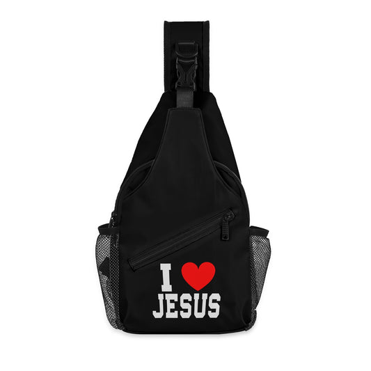 I Love Jesus Chest Crossbody Christian Bag with Adjustable Strap