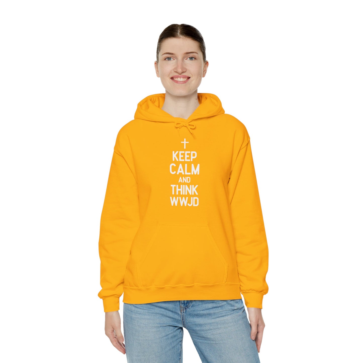 Keep Calm And Think What Would Jesus Do (wwjd)Unisex Christian Hooded Pullover Sweatshirt