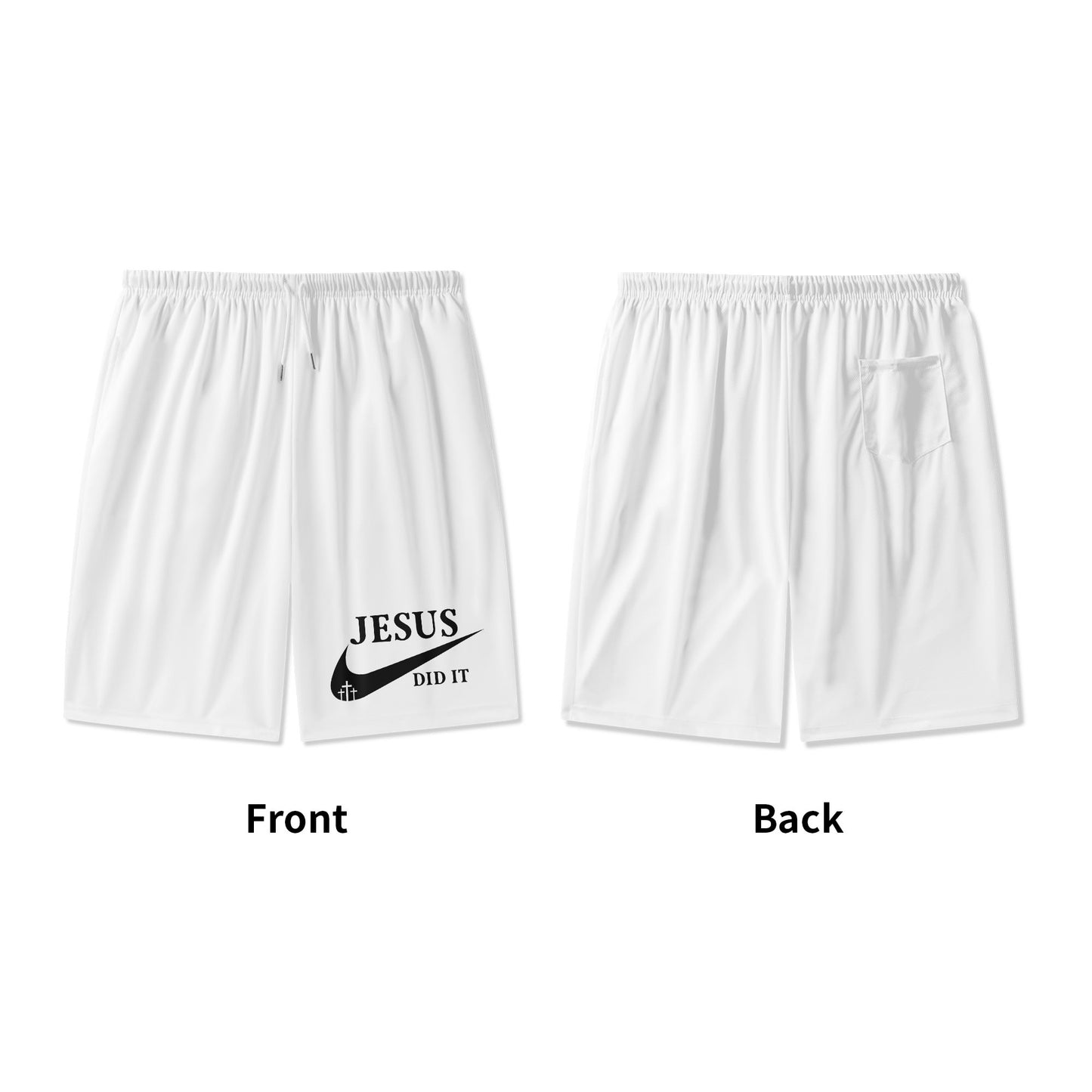 Jesus Did It (Like Nike) Youth Christian Lightweight Beach Shorts(white)