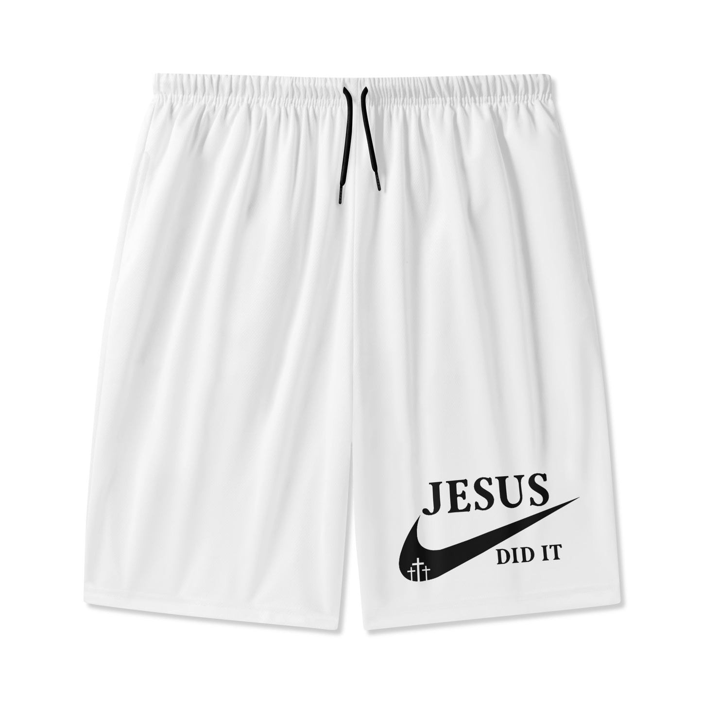 Jesus Did It (Like Nike) Youth Christian Lightweight Beach Shorts(white)