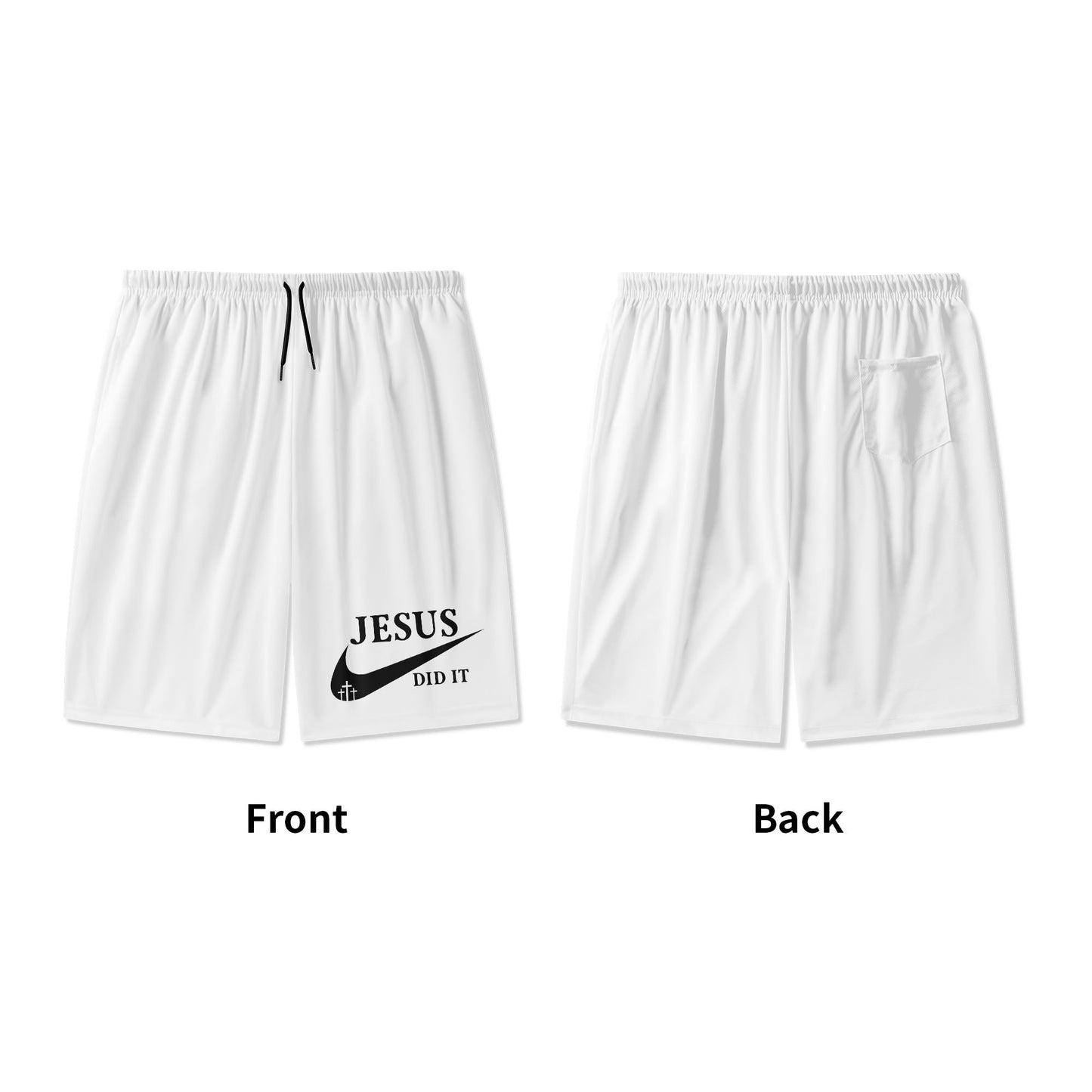 Jesus Did It (Like Nike) Youth Christian Lightweight Beach Shorts(white)