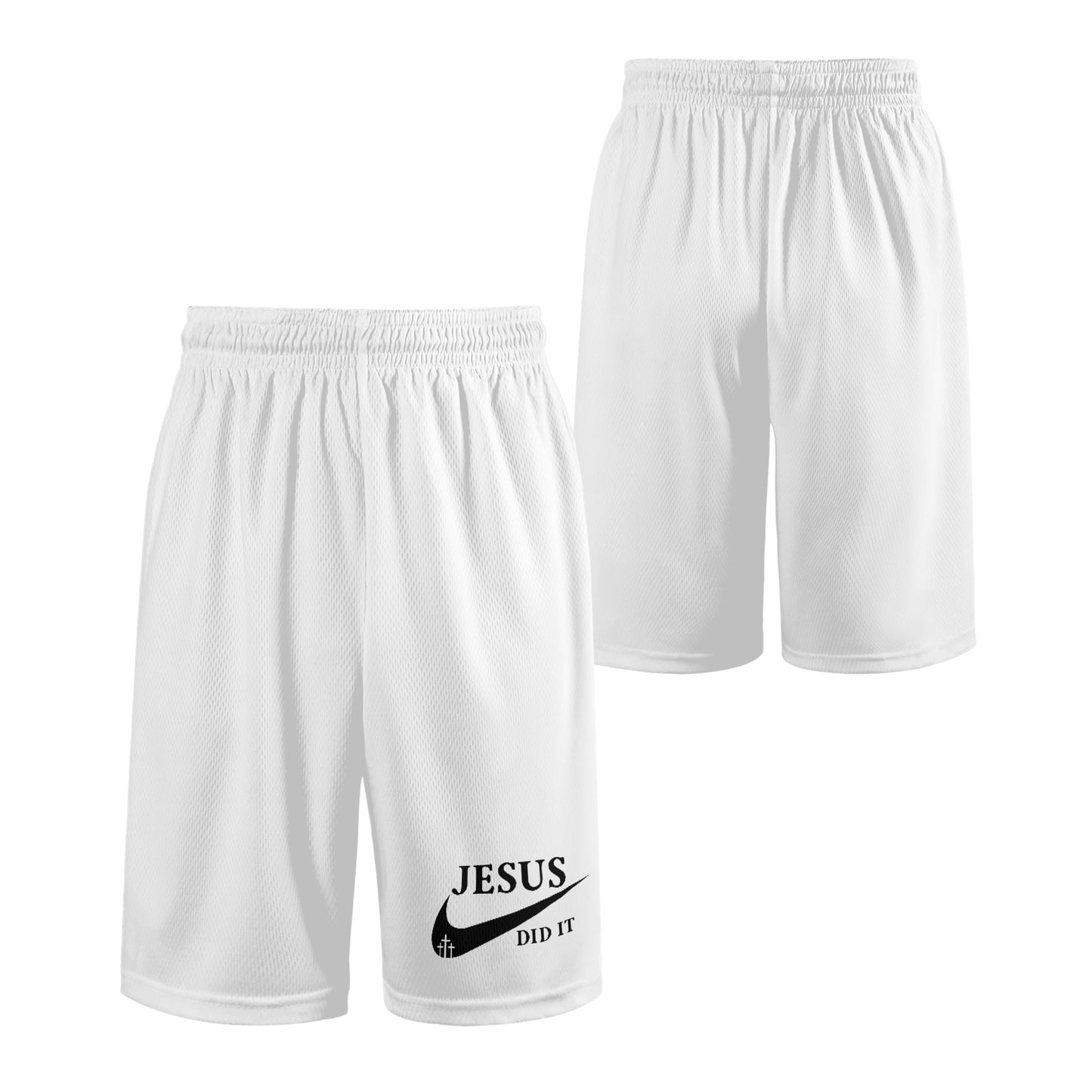 Jesus Did It (Like Nike) Mens Christian Shorts (white)