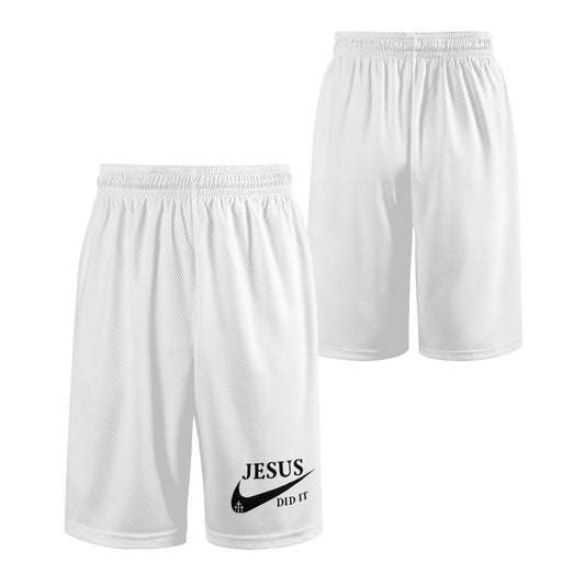 Jesus Did It (Like Nike) Mens Christian Shorts (white)