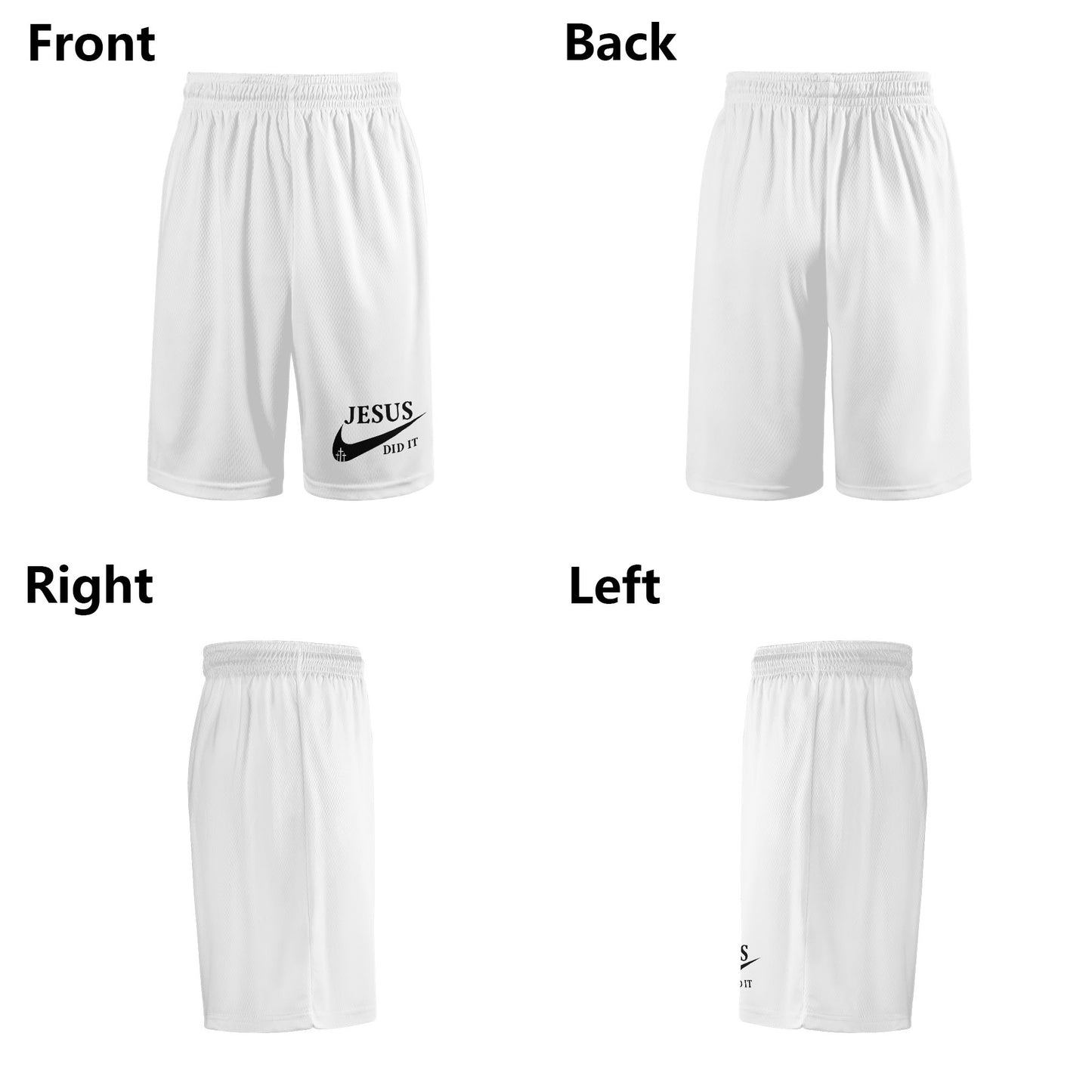 Jesus Did It (Like Nike) Mens Christian Shorts (white)