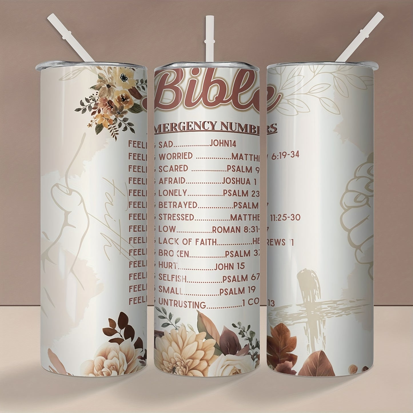 BIBLE Emergency Numbers Christian Stainless Steel Insulated Tumbler claimedbygoddesigns