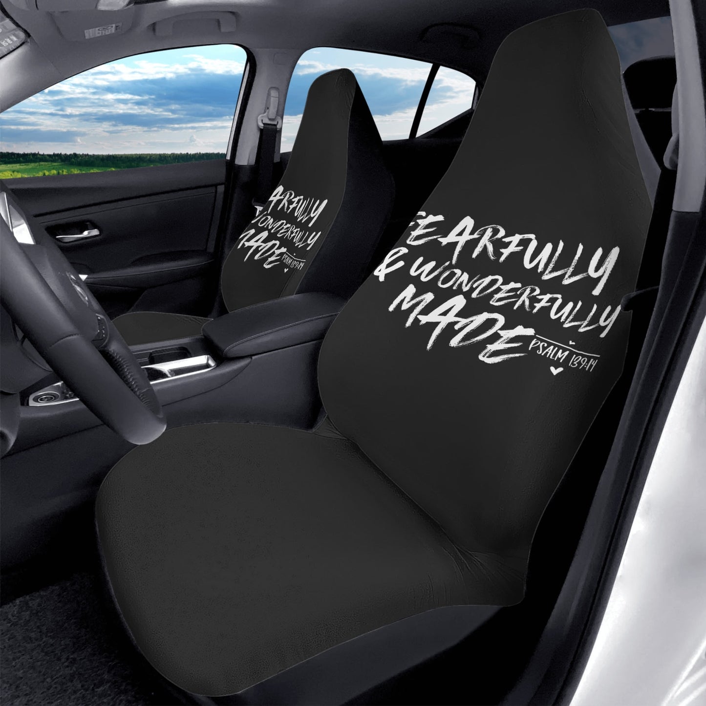 Fearfully and Wonderfully Made Soft and Lightweight Christian Front Car Seat Covers (2pcs)