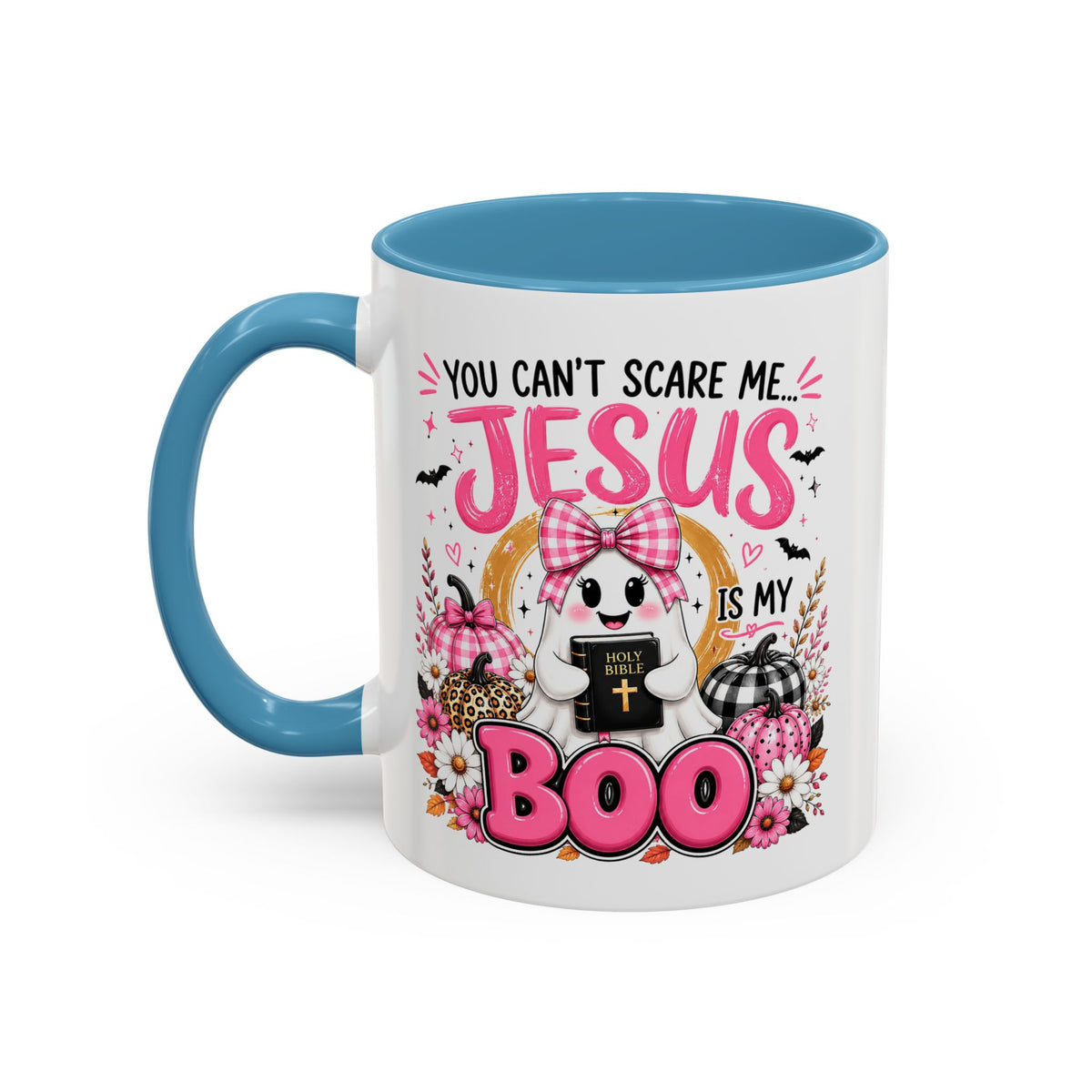 You Can’t Scare Me Jesus Is My Boo Coffee Mug — Halloween Christian Accent Mug