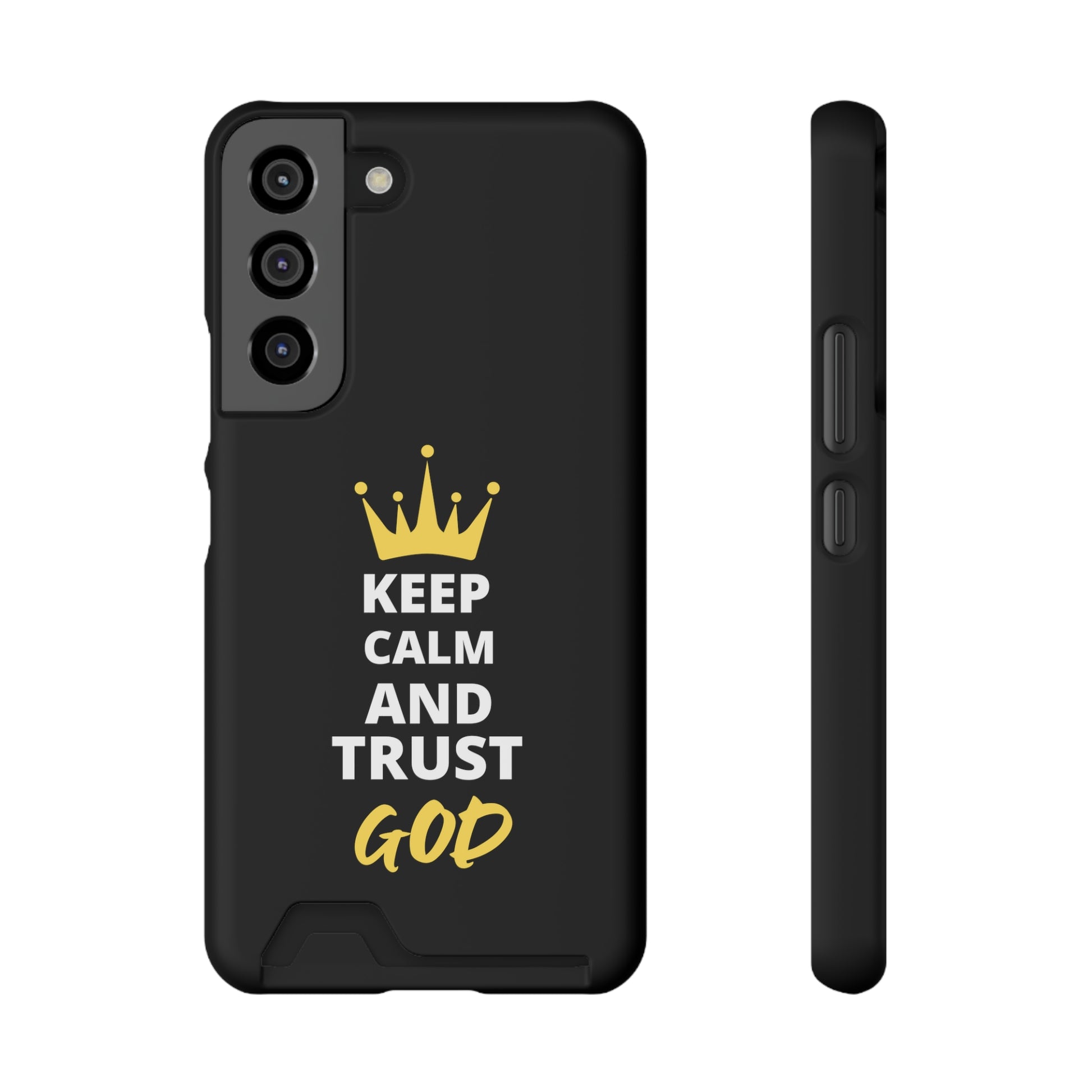 Keep Calm And Trust God Christian Phone Case With Card Holder Printify