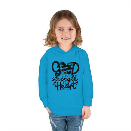 God Is The Strength Of My Heart Christian Toddler Pullover Fleece Hooded Sweatshirt