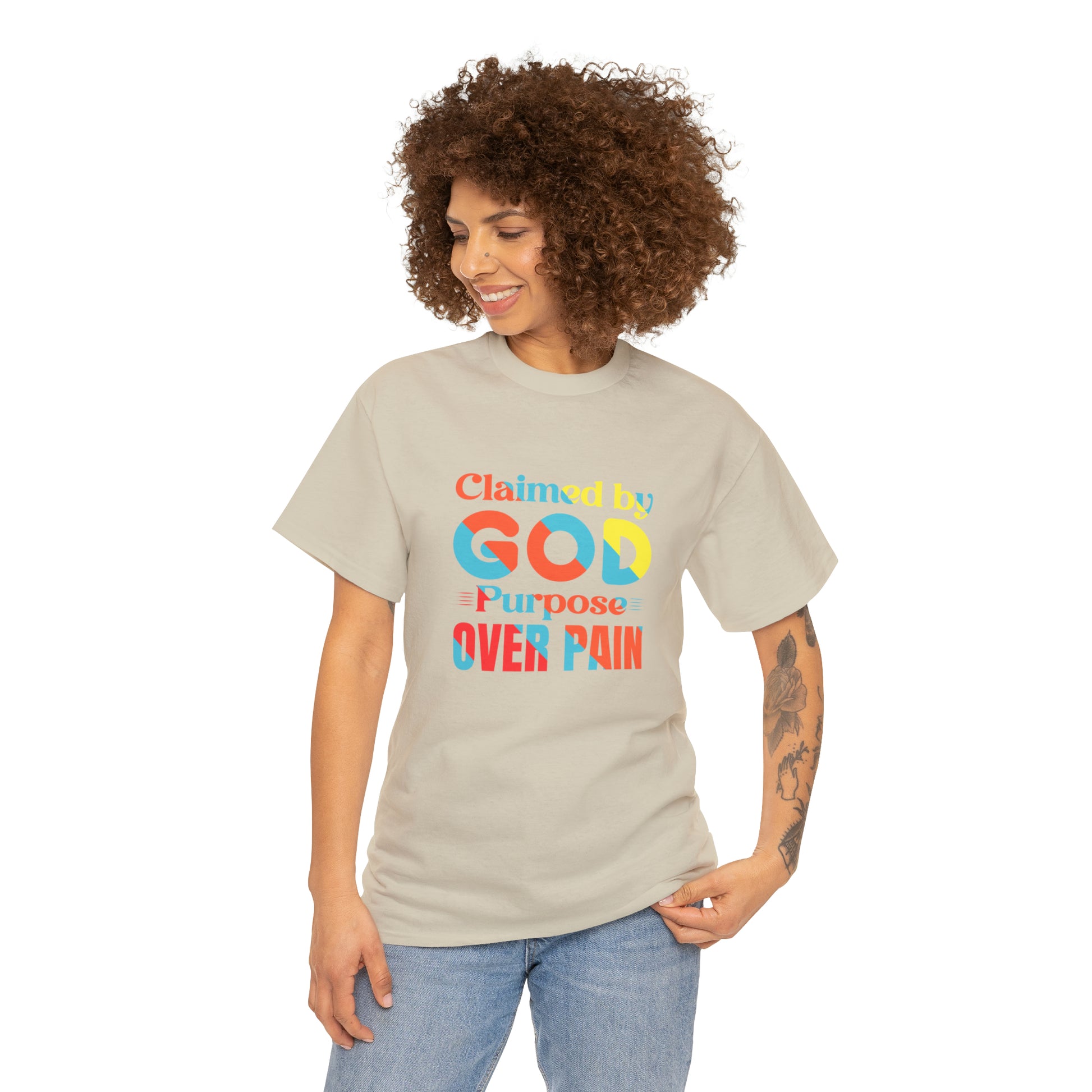 Claimed By God Purpose Over Pain Unisex Heavy Cotton Tee Printify