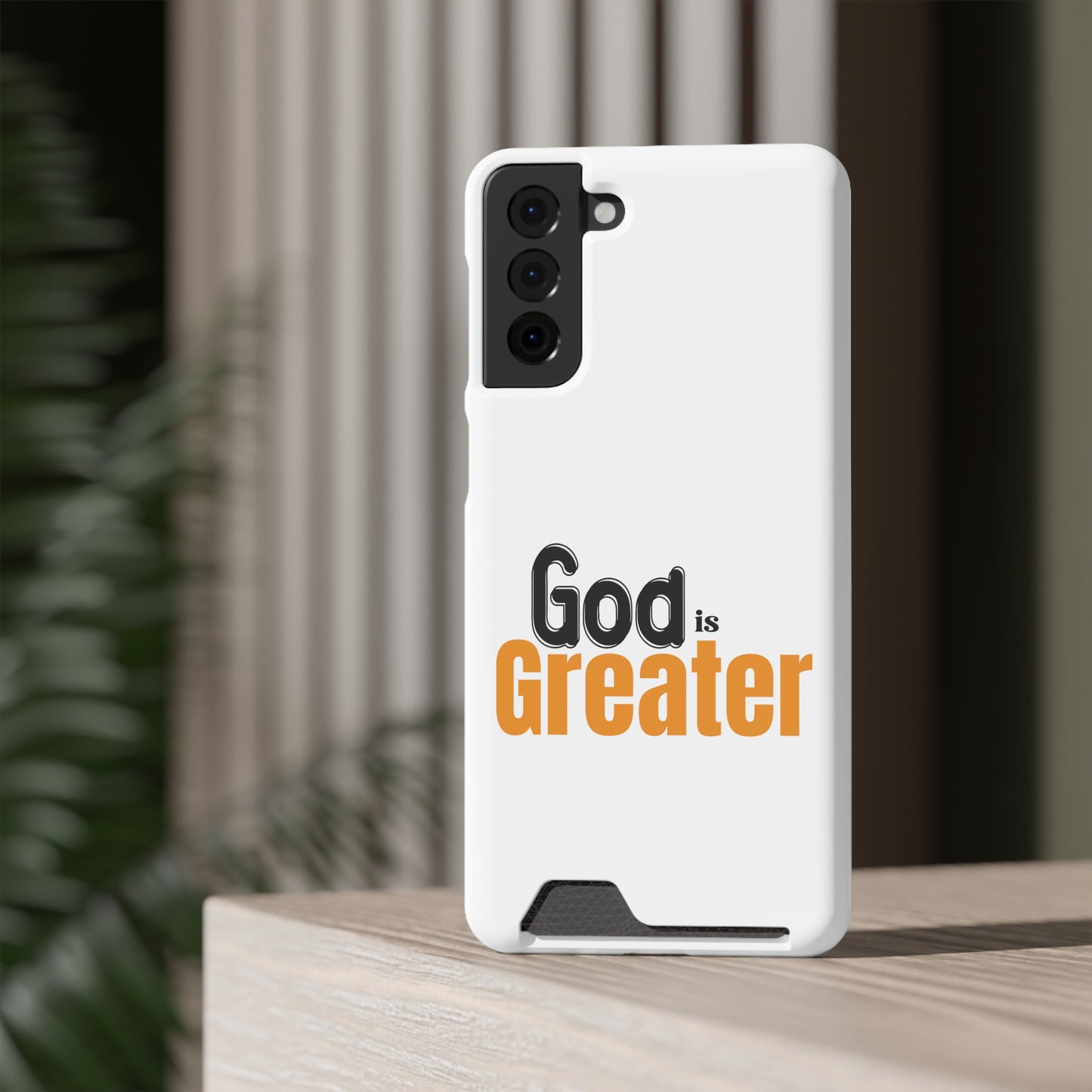 God Is Greater Christian Phone Case With Card Holder Printify