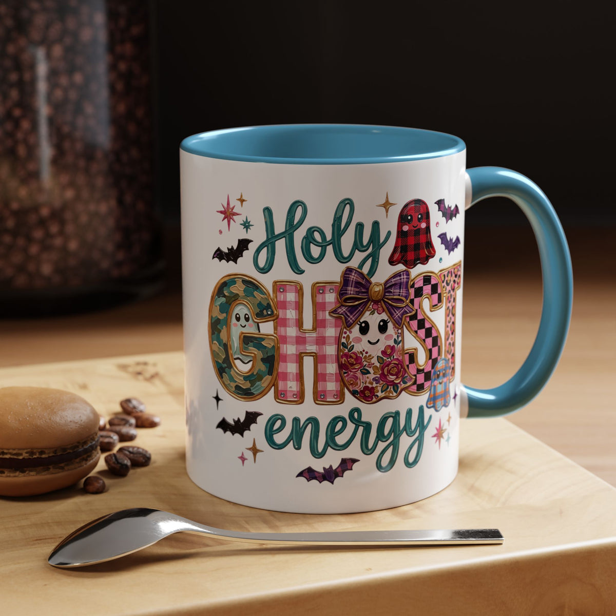 Accent Christian Coffee Mug — "Holy Ghost Energy" Halloween Cute Spooky Ceramic Mug (11/15oz)