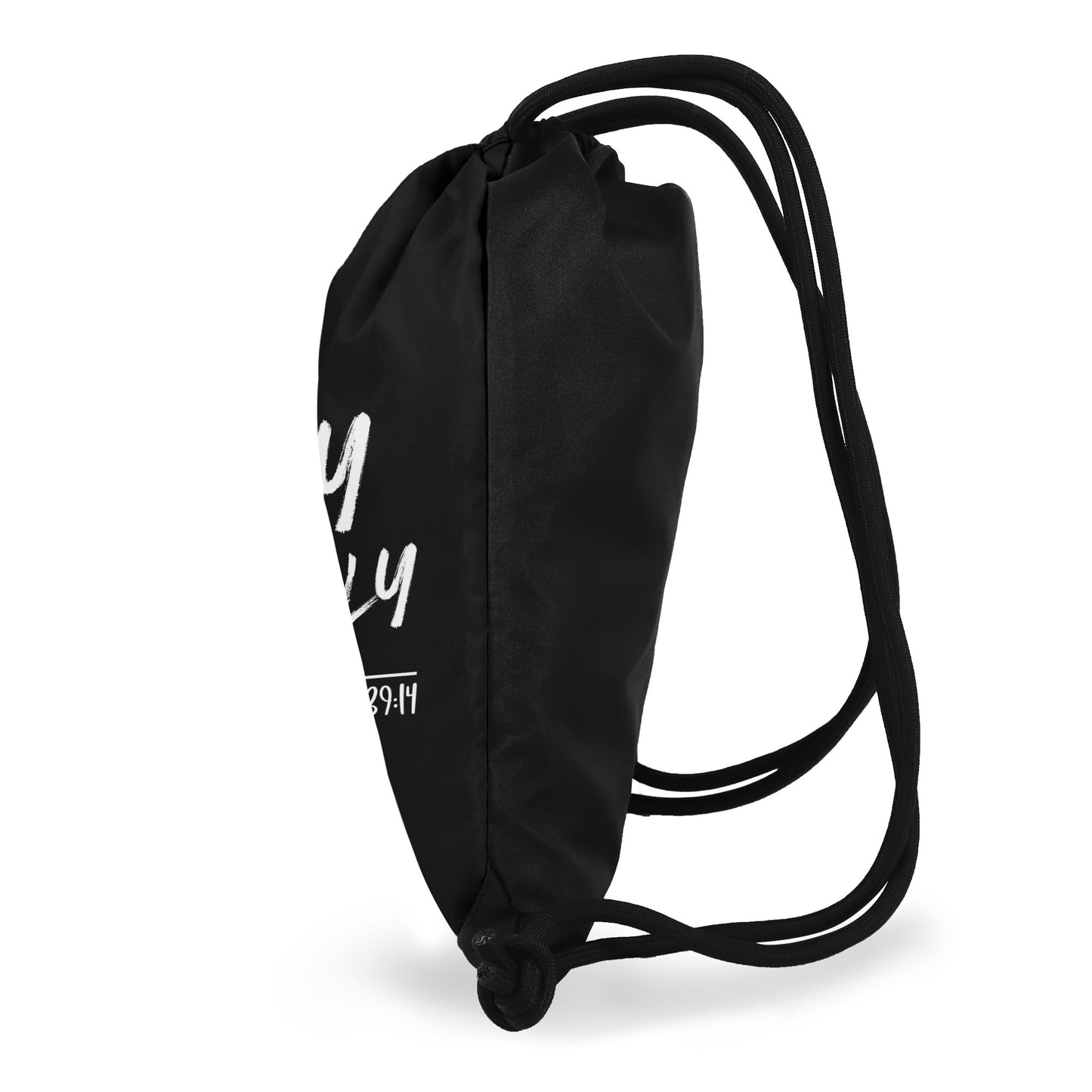 Fearfully And Wonderfully Made Black Gym Drawstring Bag(Single-Sided Print)