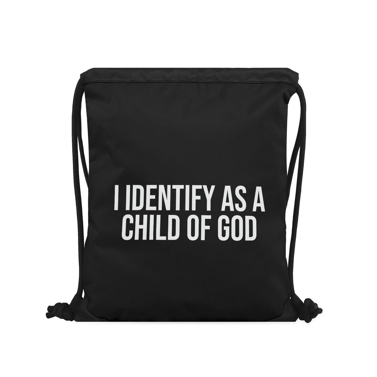 I Identify As A Child Of God Black Gym Drawstring Bag(Single-Sided Print)