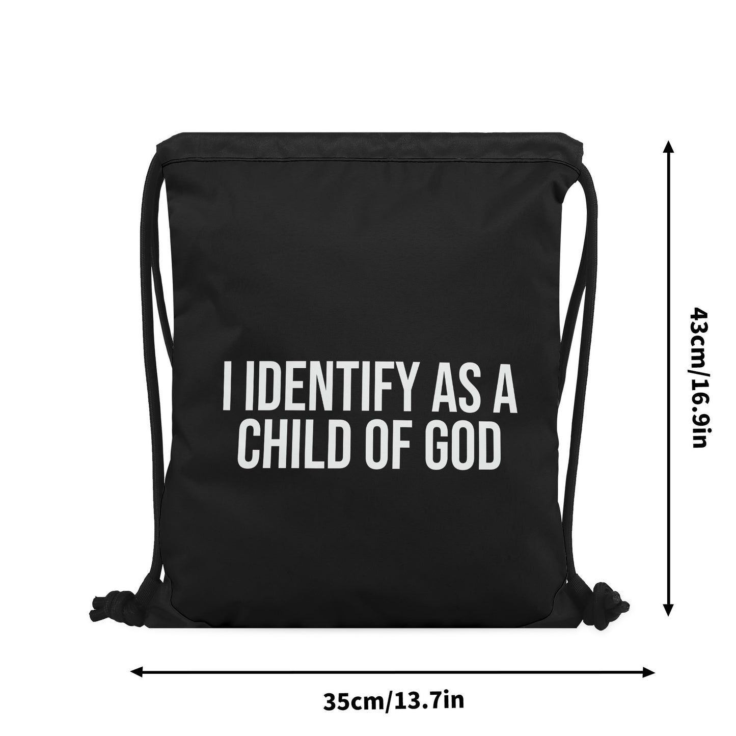 I Identify As A Child Of God Black Gym Drawstring Bag(Single-Sided Print)