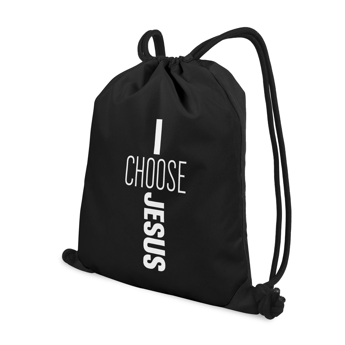 I Choose Jesus Black Gym Drawstring Bag(Single-Sided Print)