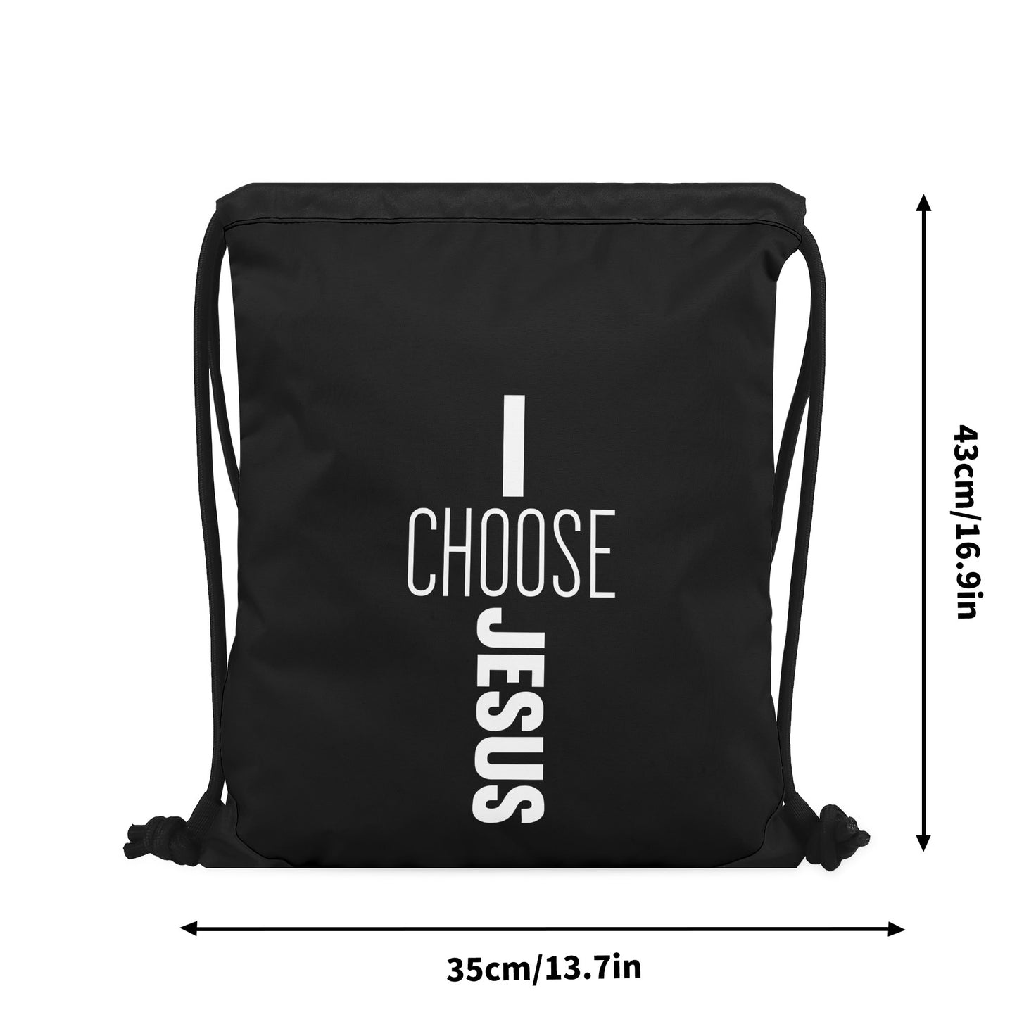 I Choose Jesus Black Gym Drawstring Bag(Single-Sided Print)