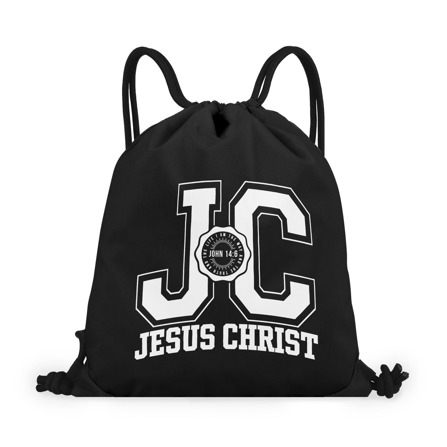 JC Jesus Christ Black Gym Drawstring Bag(Single-Sided Print)