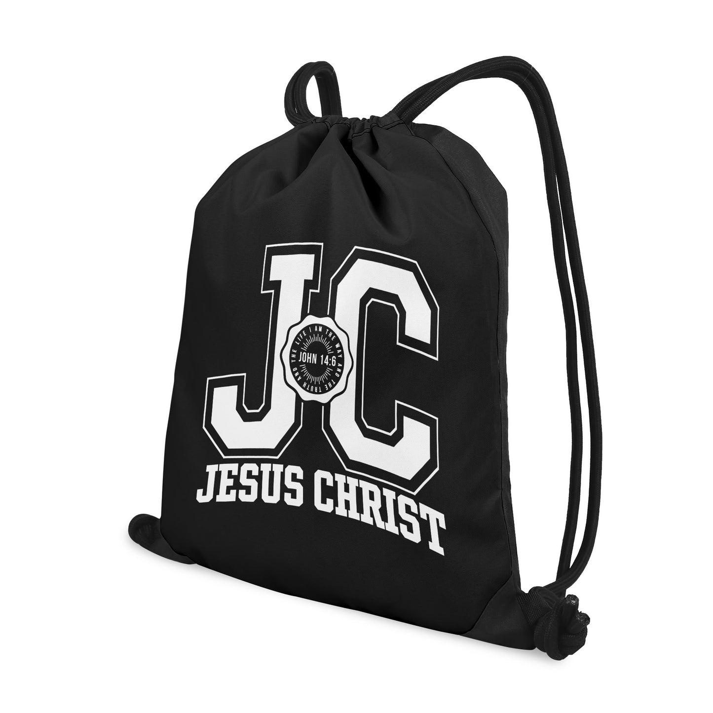 JC Jesus Christ Black Gym Drawstring Bag(Single-Sided Print)