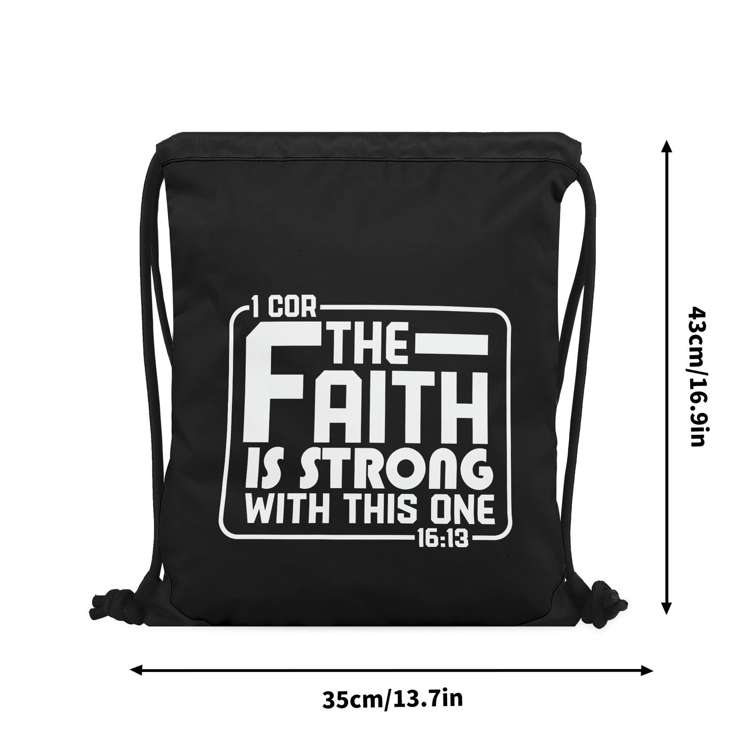 The Faith Is Strong With This One Black Gym Drawstring Bag(Single-Sided Print)