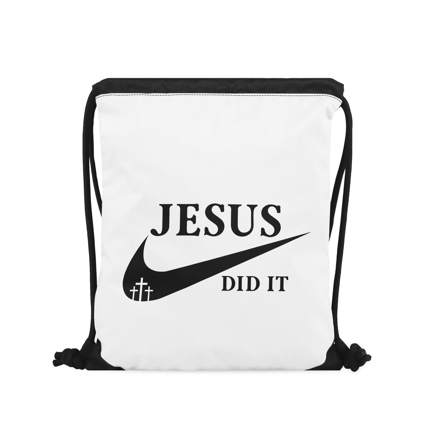 Jesus Did It White Gym Drawstring Bag(Single-Sided Print)