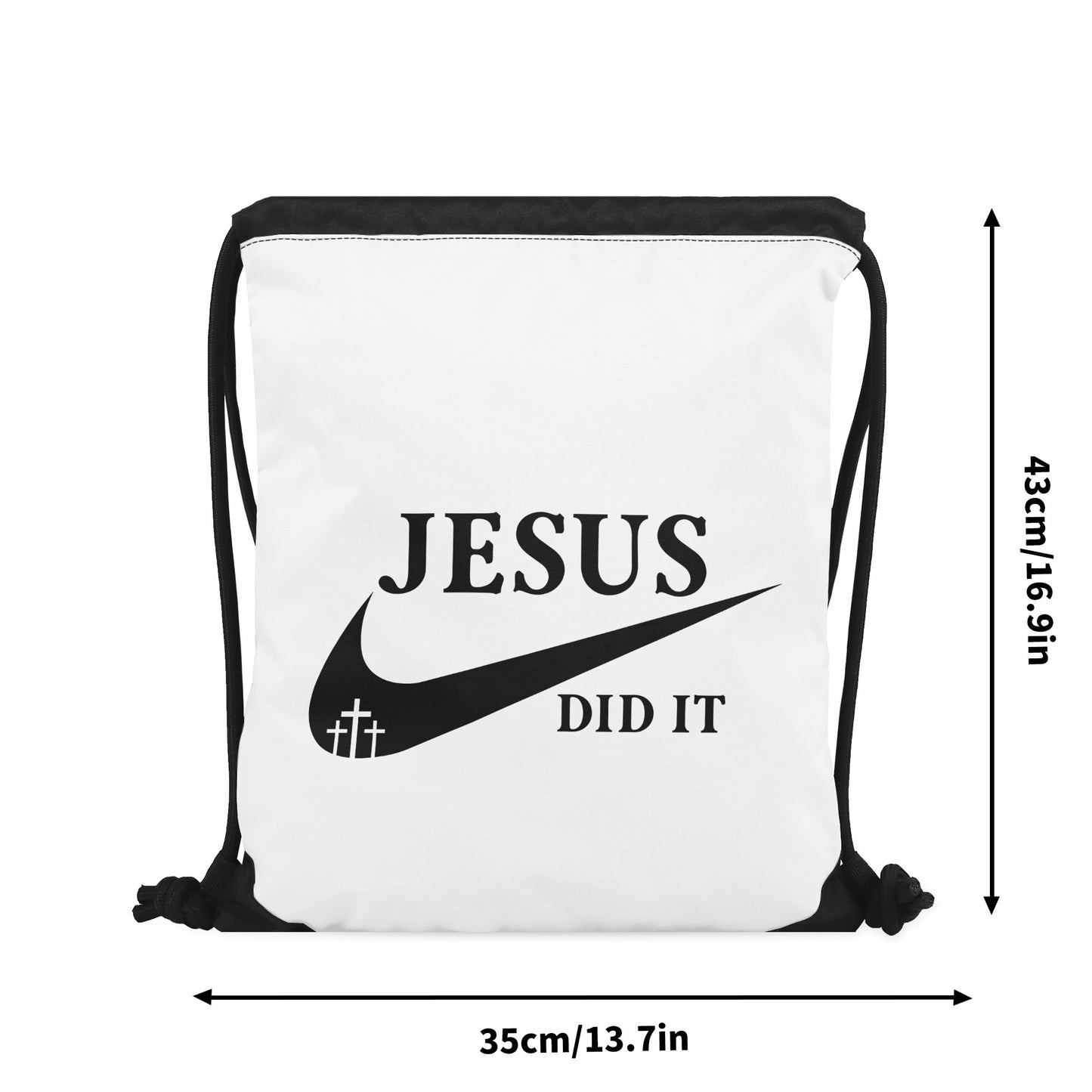 Jesus Did It White Gym Drawstring Bag(Single-Sided Print)