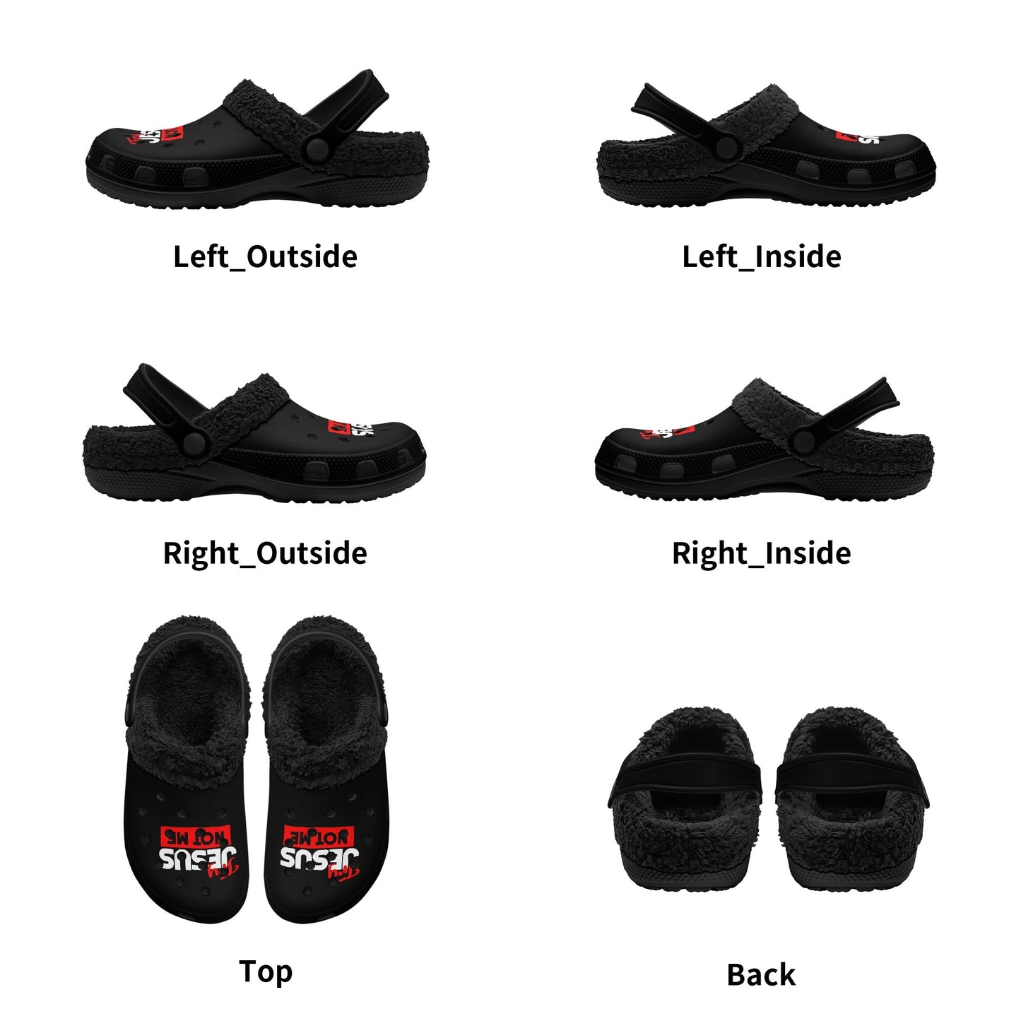 Try Jesus Not Me  Adults Slip-on Black Warm House Clogs Winter Fur Lined Garden Christian Slippers