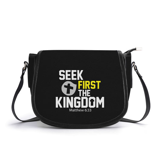 Seek First The Kingdom Christian PU Leather Saddle Bag
