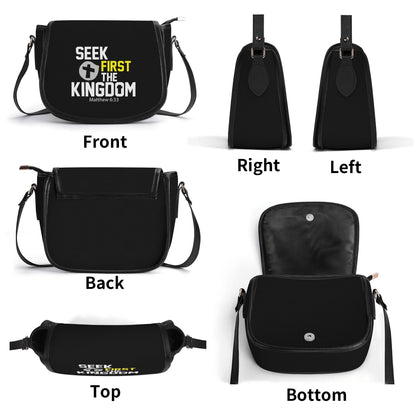 Seek First The Kingdom Christian PU Leather Saddle Bag