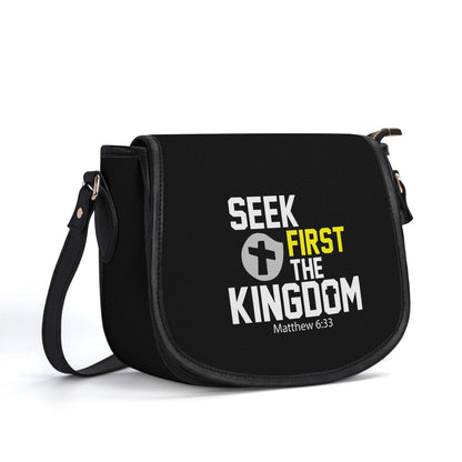 Seek First The Kingdom Christian PU Leather Saddle Bag