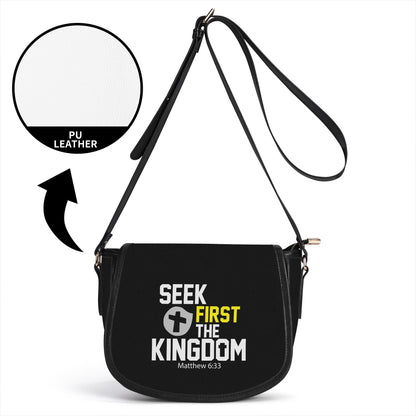 Seek First The Kingdom Christian PU Leather Saddle Bag