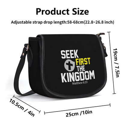 Seek First The Kingdom Christian PU Leather Saddle Bag