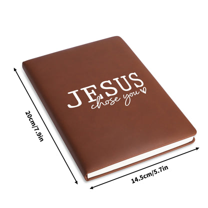 He Chose You Custom 2 Sides Print PU Black and Brown Christian Journal