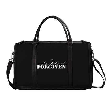 Not Perfect Just Forgiven Christian PU Leather Duffle Bag Foldable Travel Bag