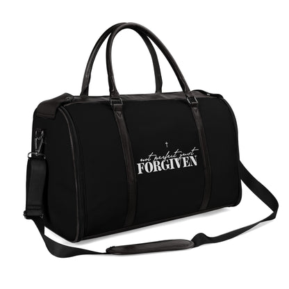 Not Perfect Just Forgiven Christian PU Leather Duffle Bag Foldable Travel Bag