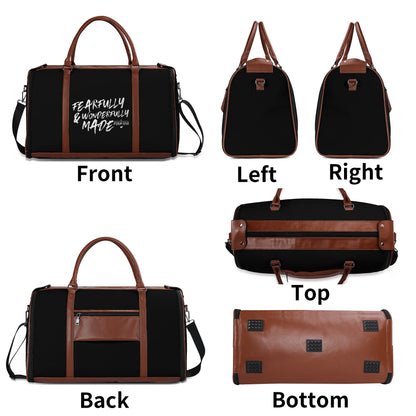 Fearfully And Wonderfully Made Christian PU Leather Duffle Bag Foldable Travel Bag