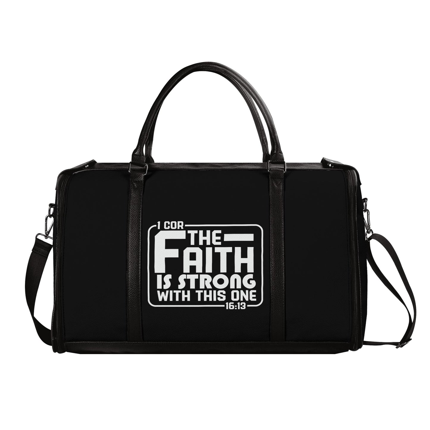 The Faith Is Strong With This One Christian PU Leather Duffle Bag Foldable Travel Bag