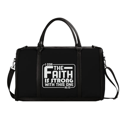 The Faith Is Strong With This One Christian PU Leather Duffle Bag Foldable Travel Bag