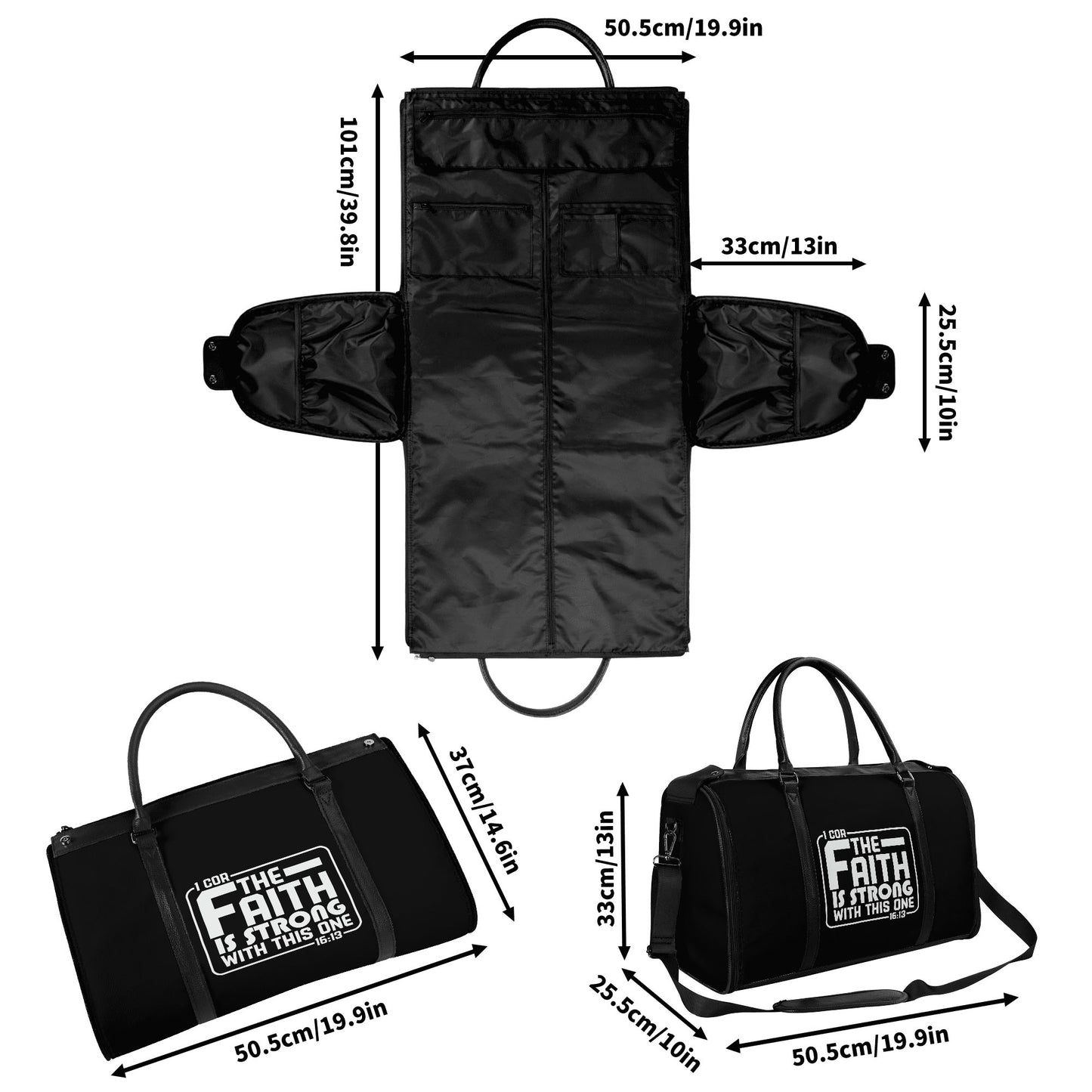 The Faith Is Strong With This One Christian PU Leather Duffle Bag Foldable Travel Bag