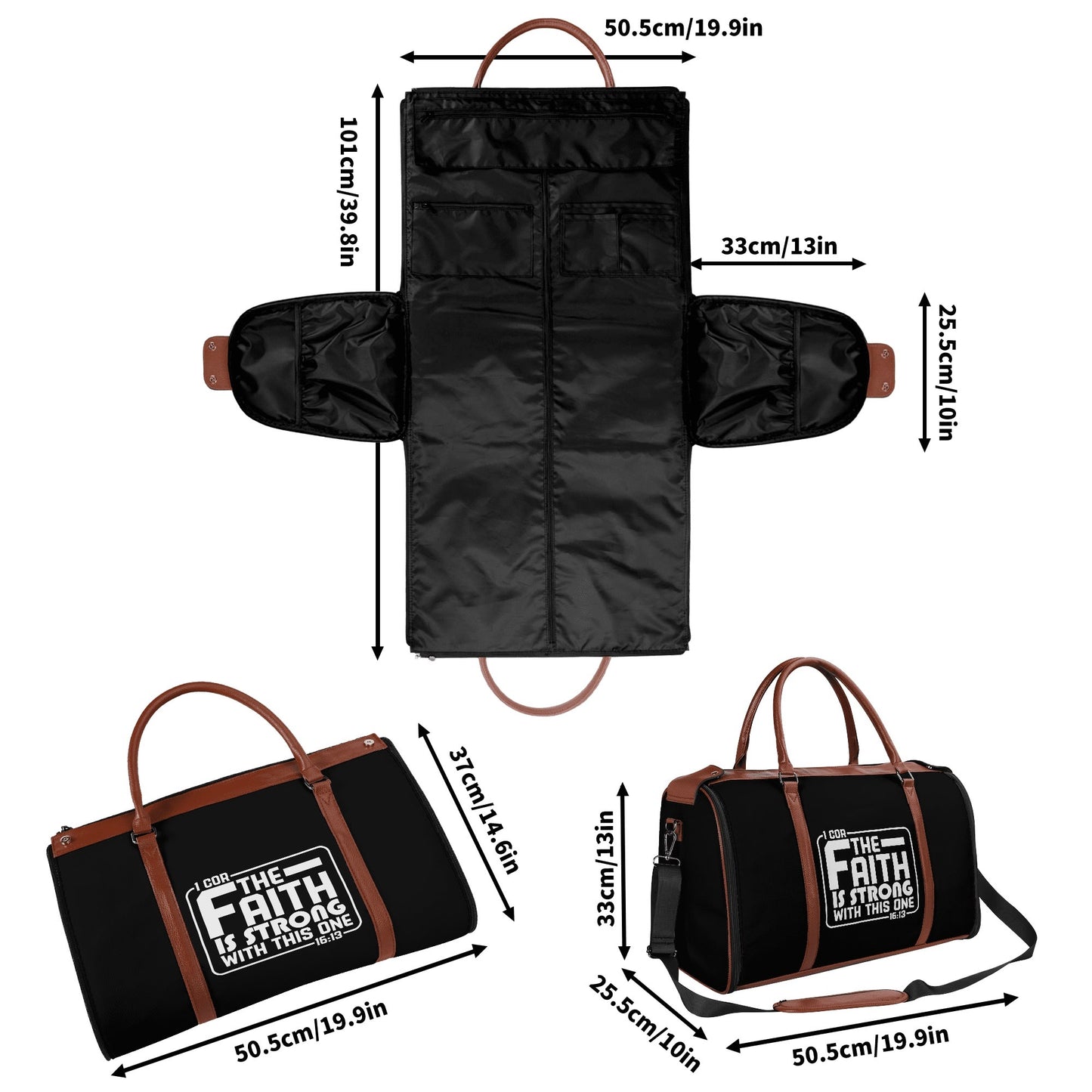 The Faith Is Strong With This One Christian PU Leather Duffle Bag Foldable Travel Bag