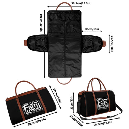 The Faith Is Strong With This One Christian PU Leather Duffle Bag Foldable Travel Bag