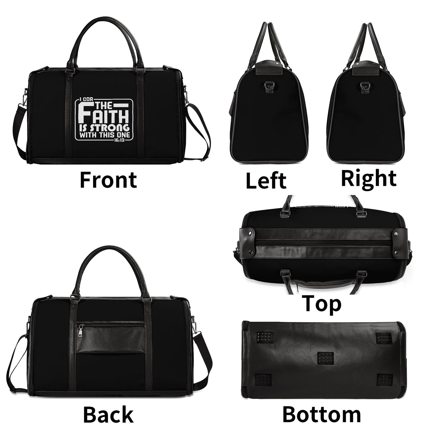 The Faith Is Strong With This One Christian PU Leather Duffle Bag Foldable Travel Bag