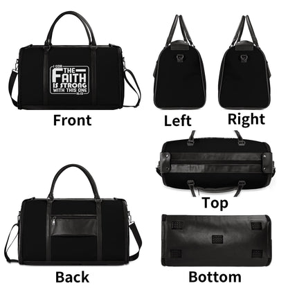 The Faith Is Strong With This One Christian PU Leather Duffle Bag Foldable Travel Bag