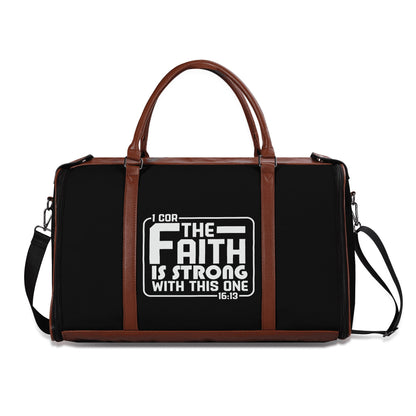 The Faith Is Strong With This One Christian PU Leather Duffle Bag Foldable Travel Bag