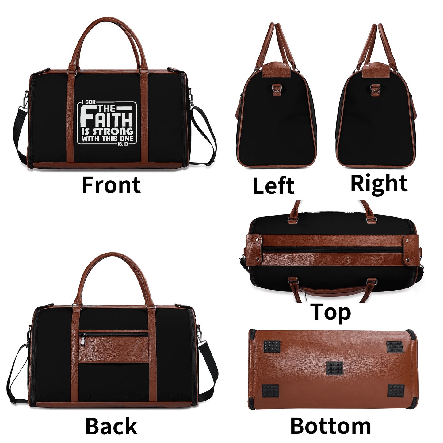 The Faith Is Strong With This One Christian PU Leather Duffle Bag Foldable Travel Bag