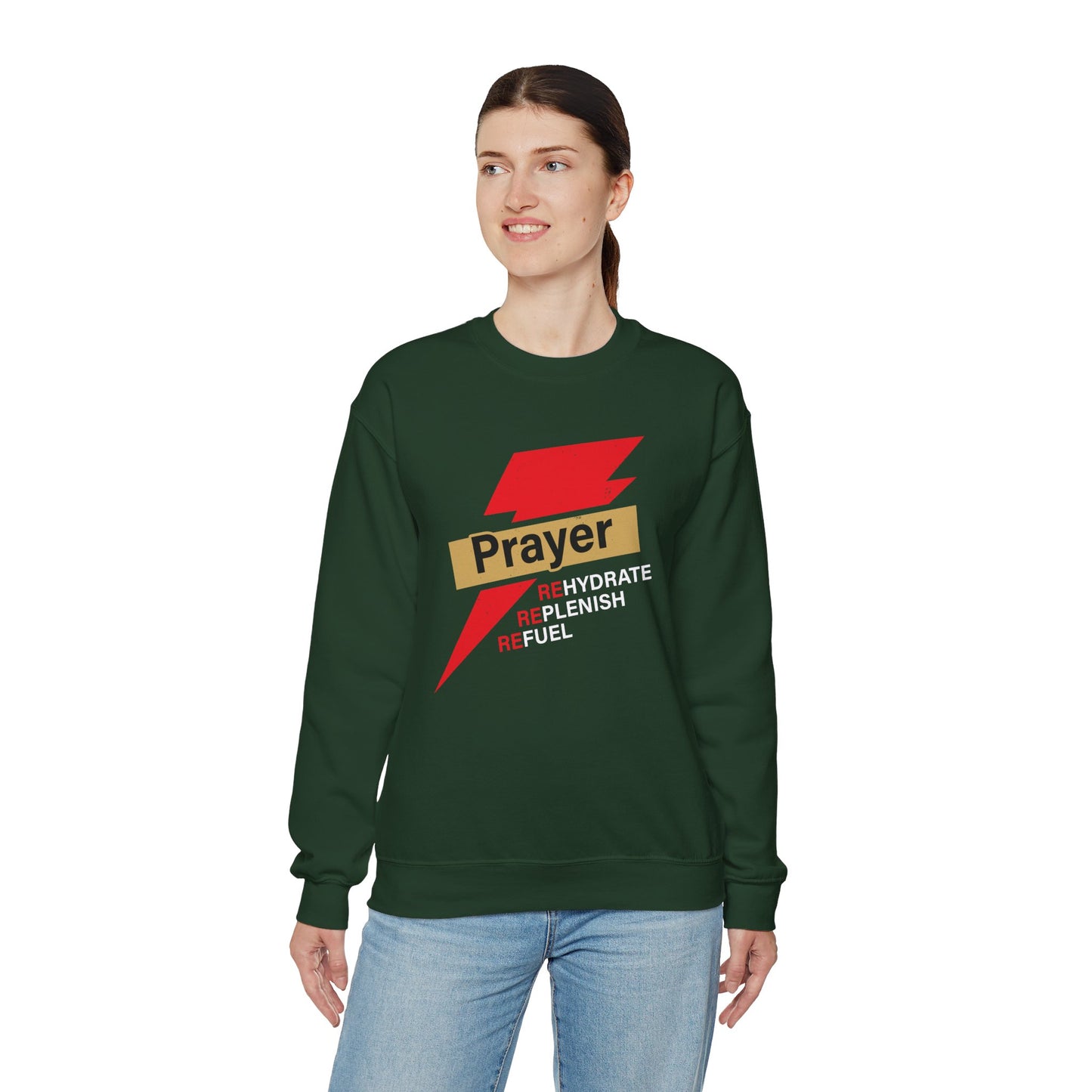 Prayer Rehydrate Replenish Refuel Unisex Heavy Blend™ Crewneck Christian Sweatshirt