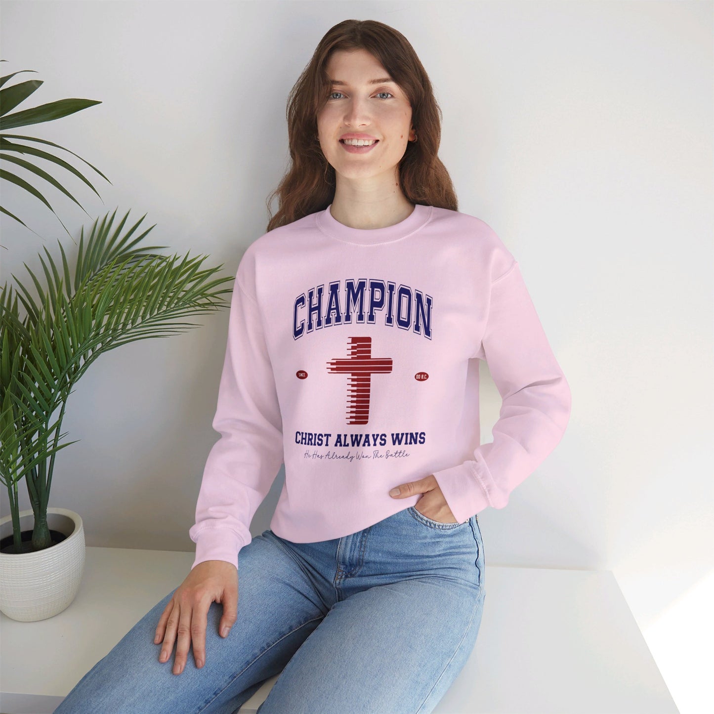 Champion Christ Always Wins Unisex Heavy Blend™ Crewneck Christian Sweatshirt