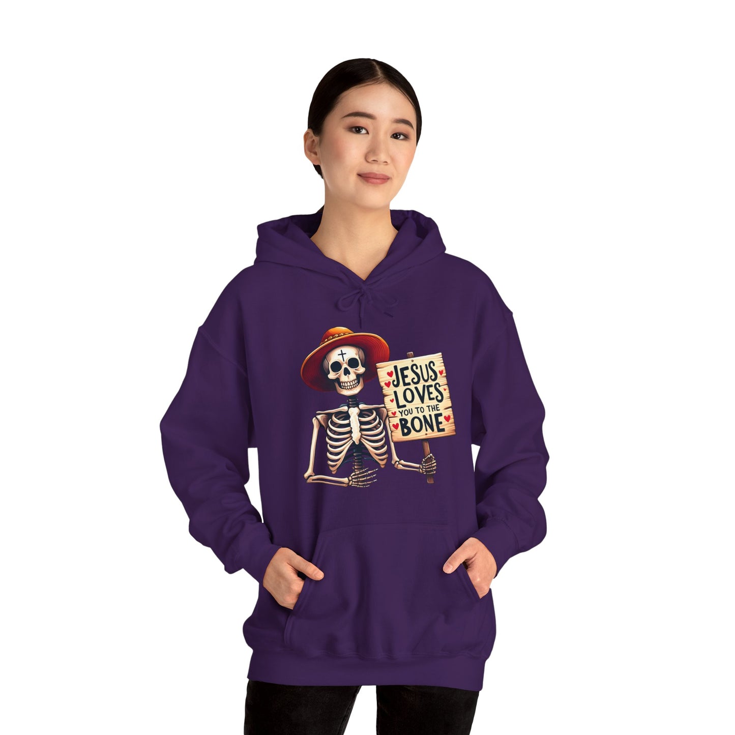 Jesus Loves You To The Bone (Halloween Themed) Unisex Christian Hooded Pullover Sweatshirt