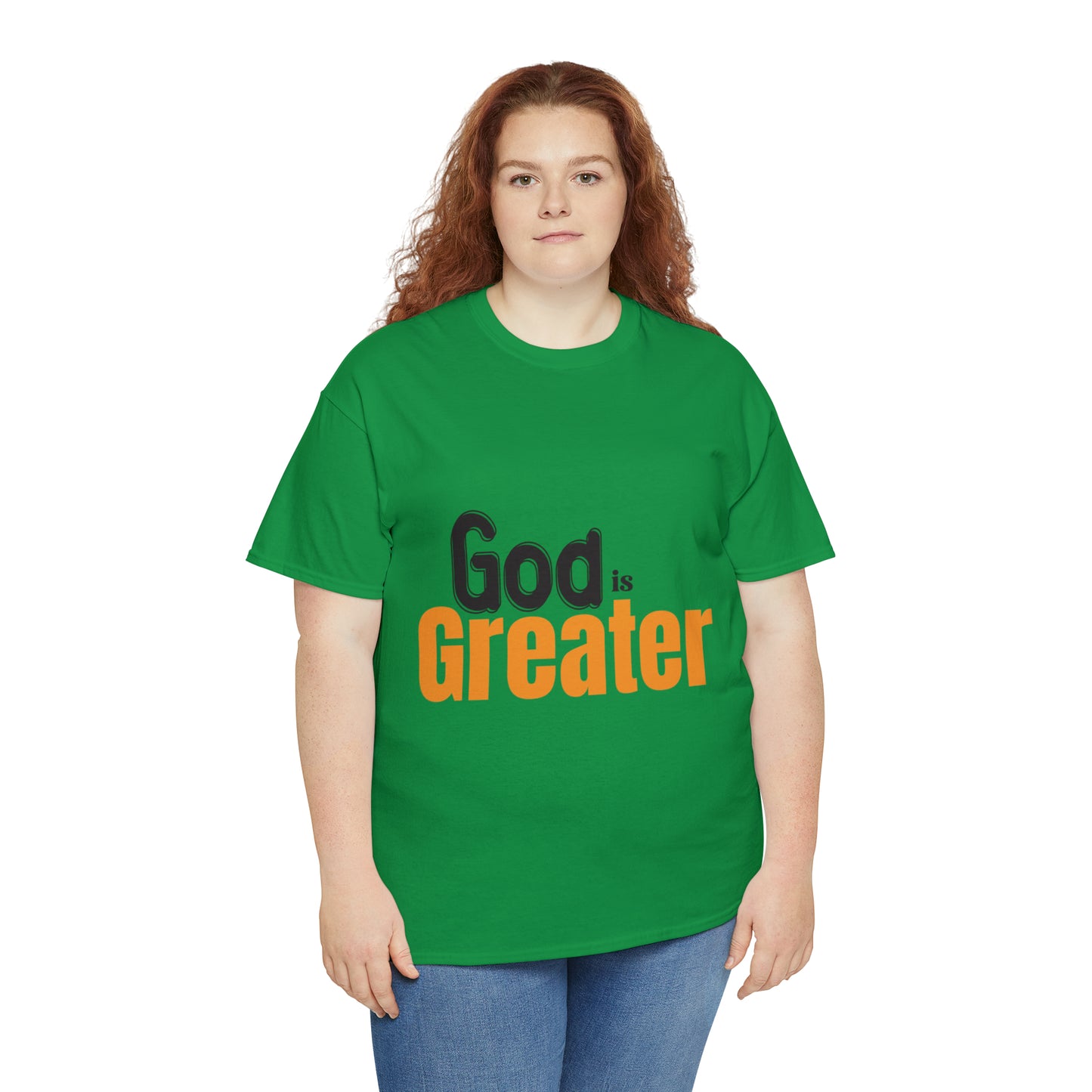 God Is Greater Unisex Heavy Cotton Tee Printify